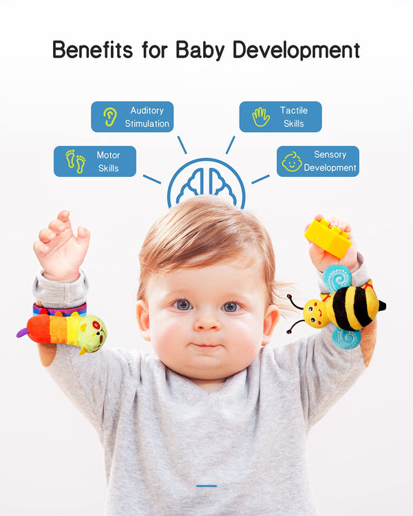 Cozy Wiggle Wrist Rattle Set
