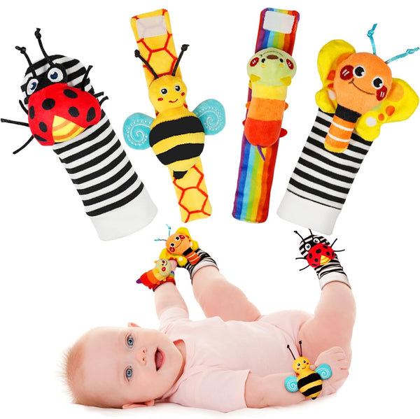 Cozy Wiggle Wrist Rattle Set